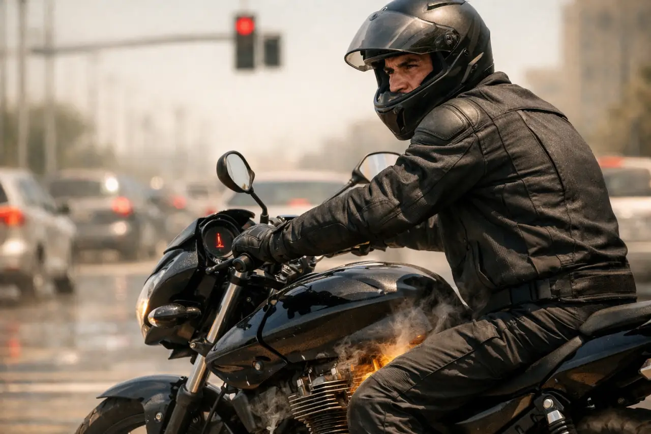 Motorcycle Overheating in Saudi Traffic and Heat