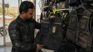 Cheap motorcycle vest buying decision showing low price vs poor durability for daily riders in Dubai